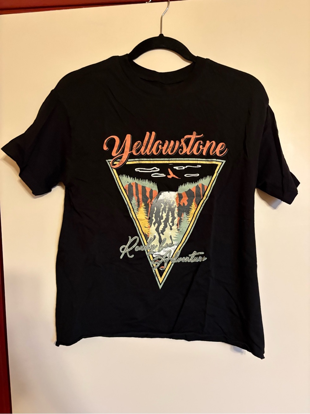 Awake Black Yellowstone Graphic Tee with Orange and Cream Print